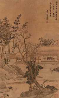 王翚 1674年作 仿竹溪高逸图 立轴
